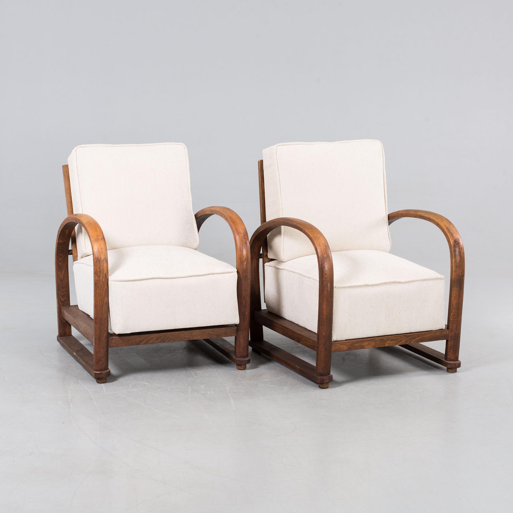 FÅTÖLJER, ett par, art-deco, etikettsmärkt; Vienna Pancota.