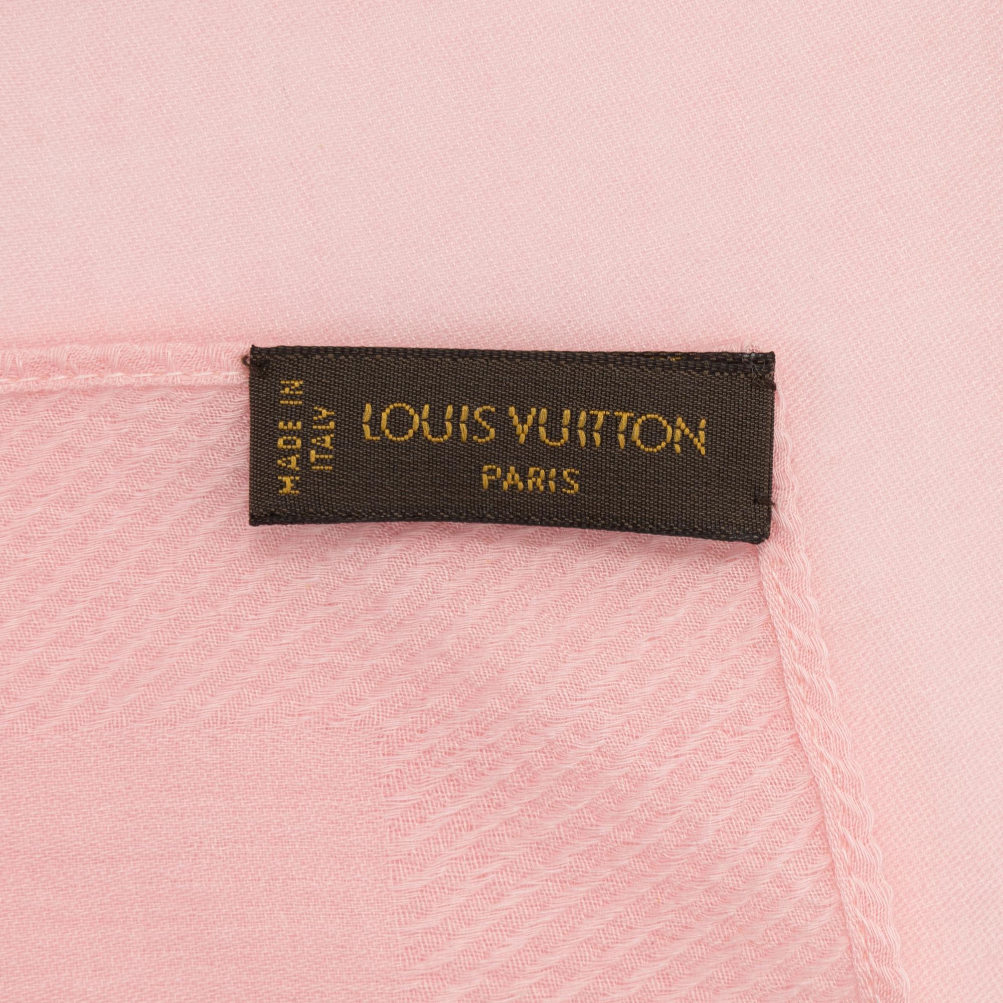 Louis Vuitton, A pink monogram kashmir /silk shawl.