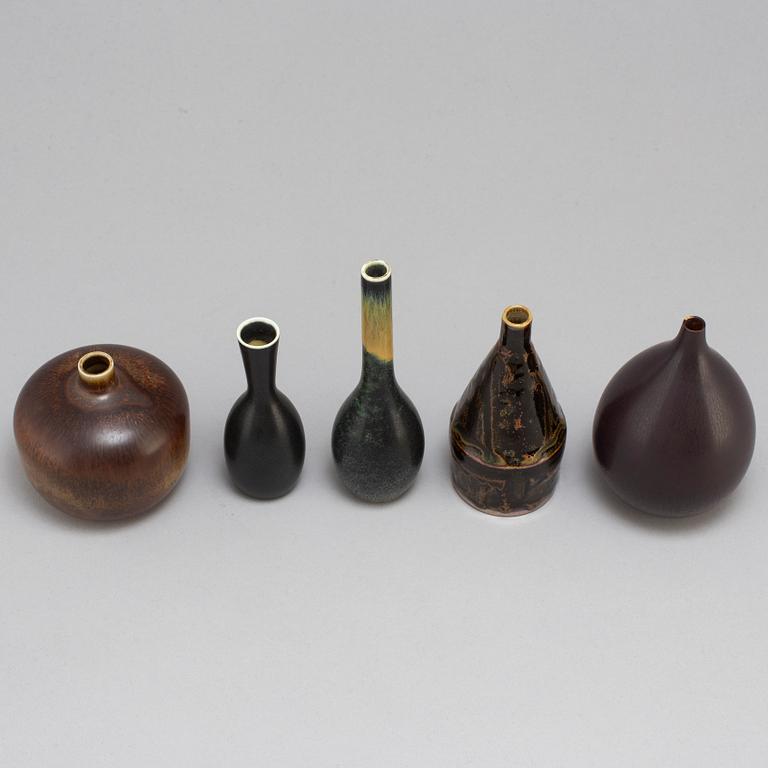 CARL-HARRY STÅLHANE, 5 unique stoneware vases, Rörstrand.