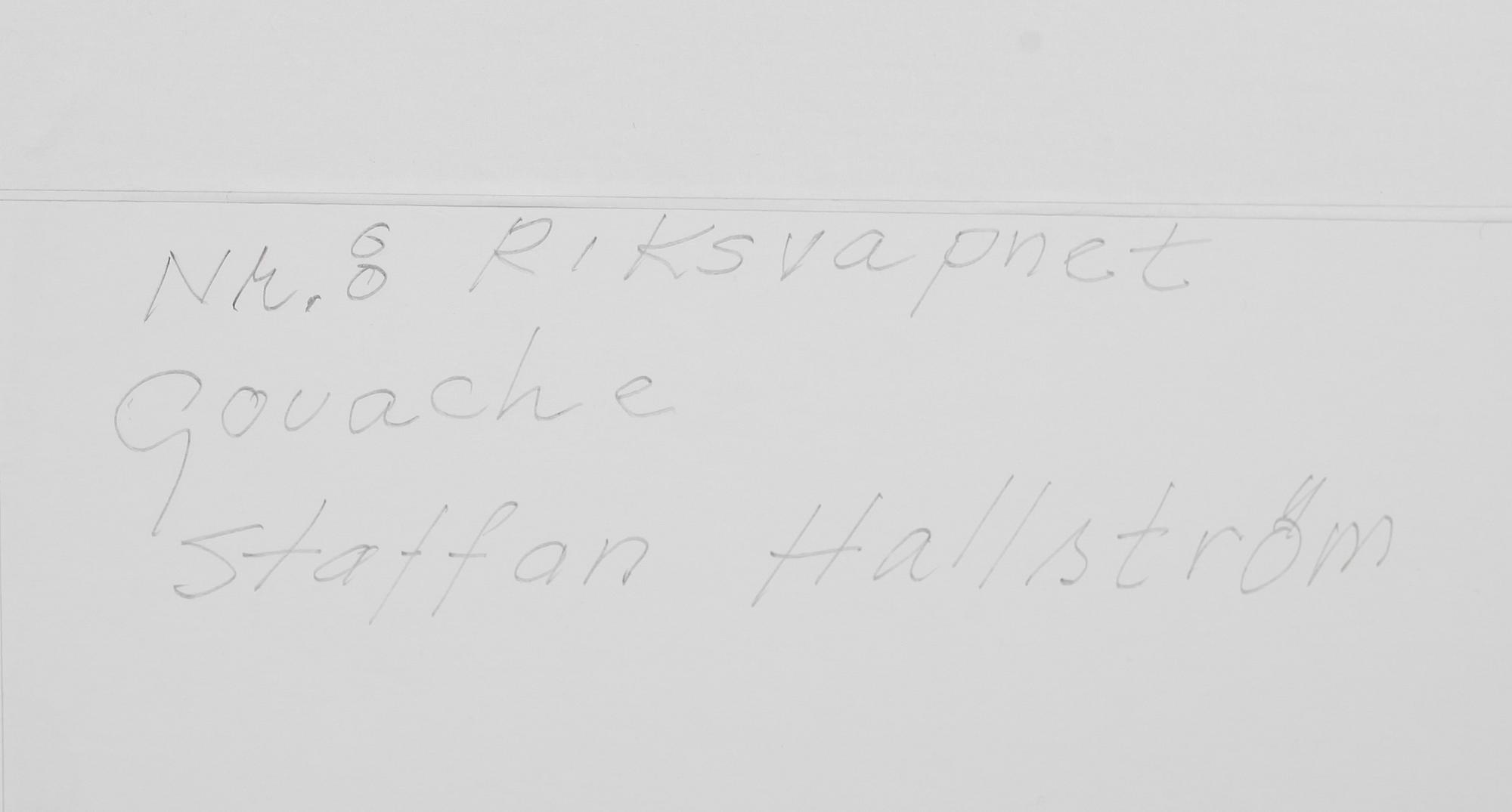 STAFFAN HALLSTRÖM, litografi med gouache, monogramsignerad.