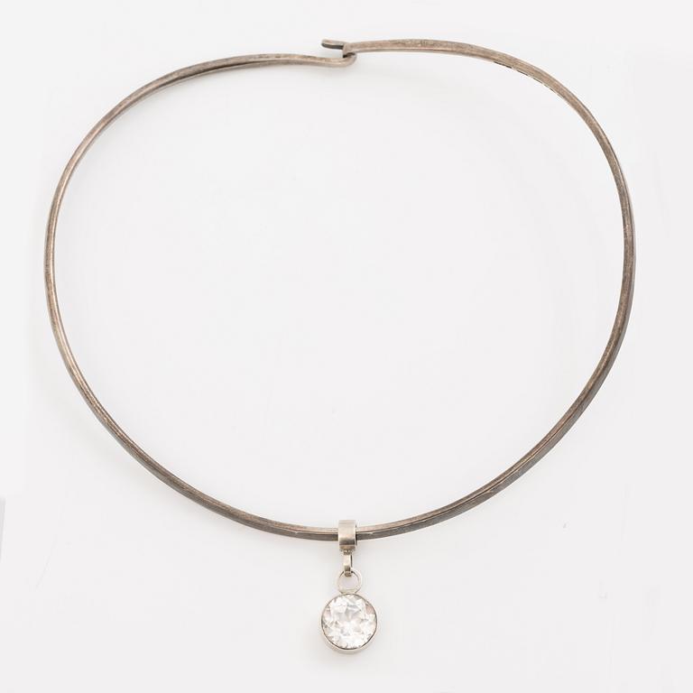 Cecilia Johansson, Necklace with pendant, silver and rock crystal.