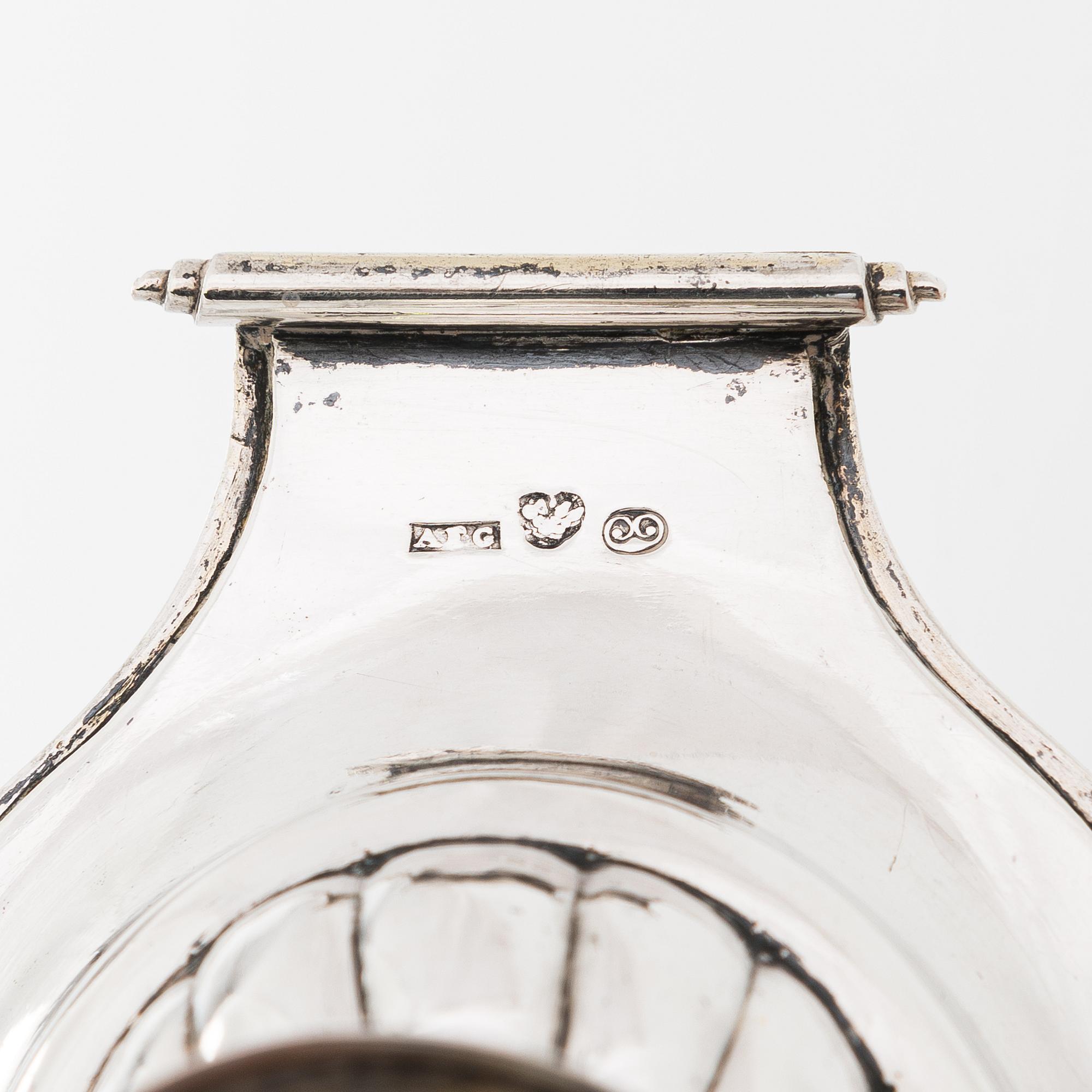 Adolf Fredrik Granfelt, saltkar, ett par, silver och förgyllt silver, Borgå (AFG verksam 1827-54).