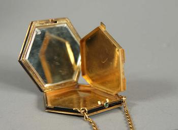 MAKEUP-SET,  18 k guld, art deco. Gustave Keller,  Paris.
