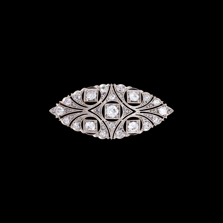 A diamond brooch, tot. 1 cts. 1930's.