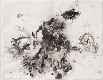 Lotta Döbling, signed and dated 2014. Ink on paper.