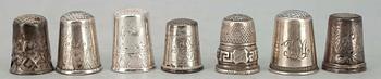 FINGERBORGAR, 7 st, silver, olika tillverkare, Finland, 1895-1940, tot vikt ca 23,5.