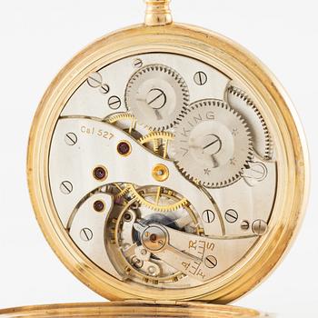 Pocket watch, 14K gold, Viking, hunter, 51.5 mm.