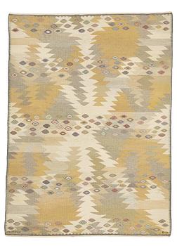 221. Barbro Nilsson, a carpet, "Tånga ljus", flat weave, ca 253,5 x 185,5-187,5 cm, signed AB MMF BN.