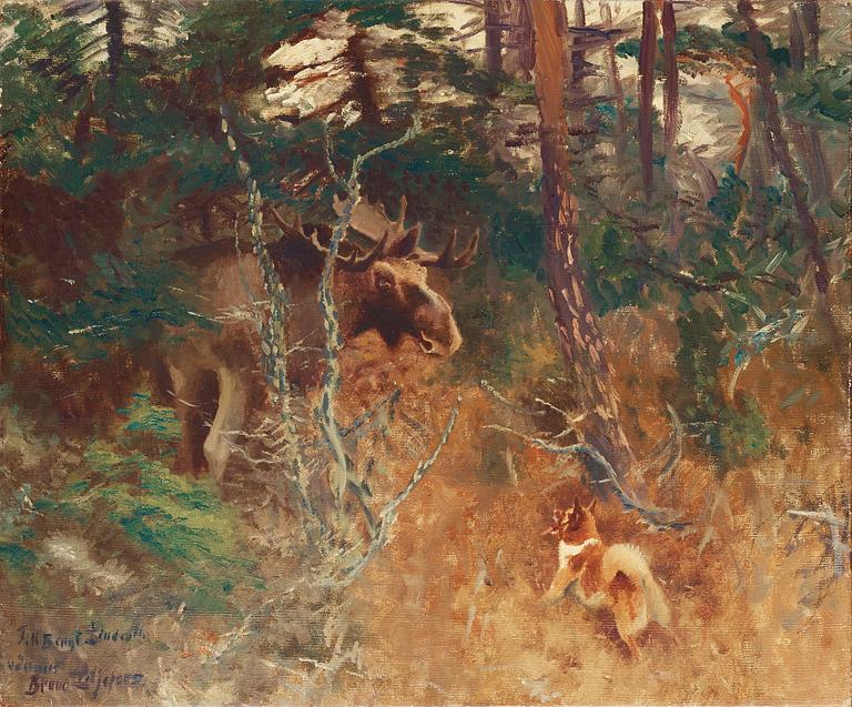 Bruno Liljefors, Elk in the woods.