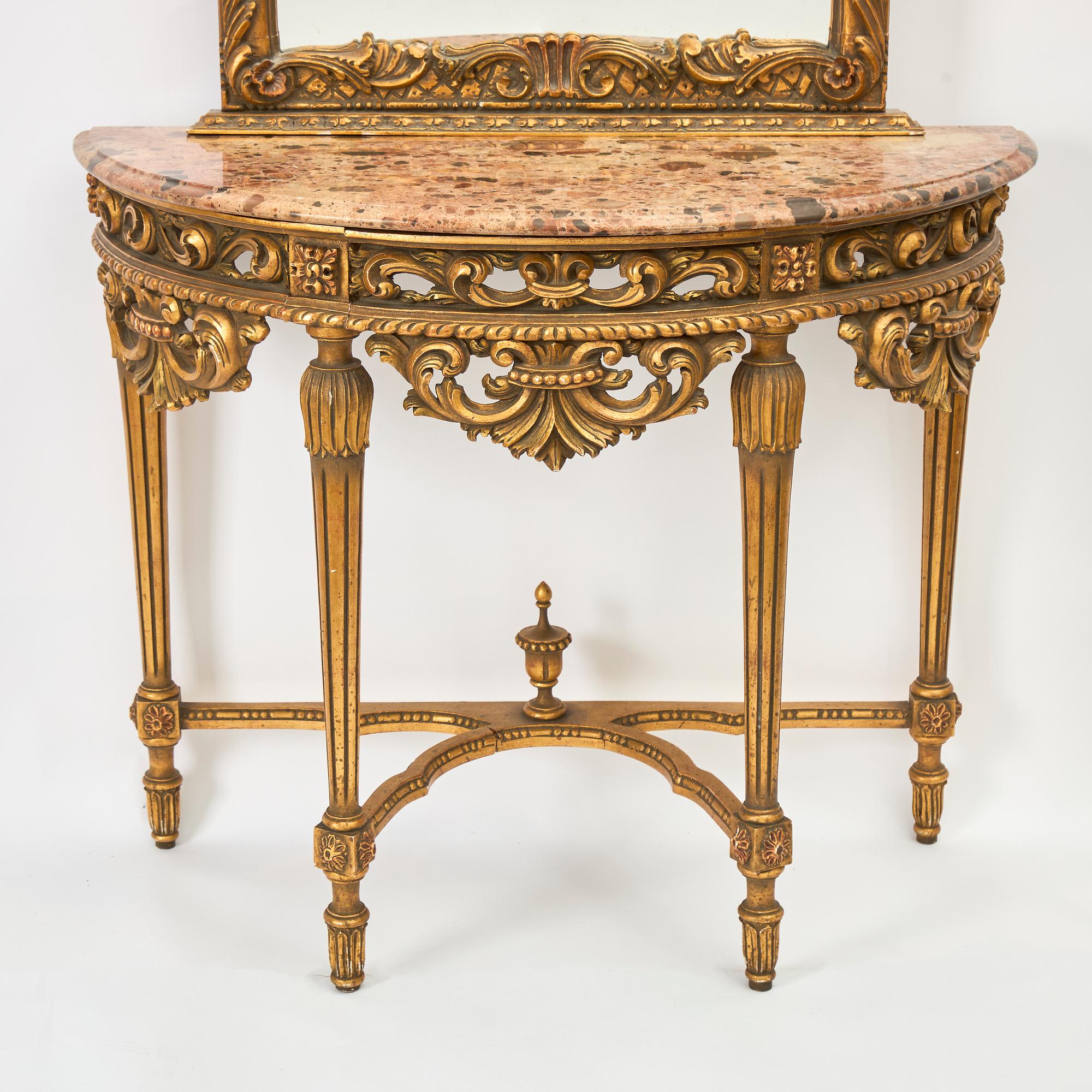 Mirror with console table, first half of the 20th century.