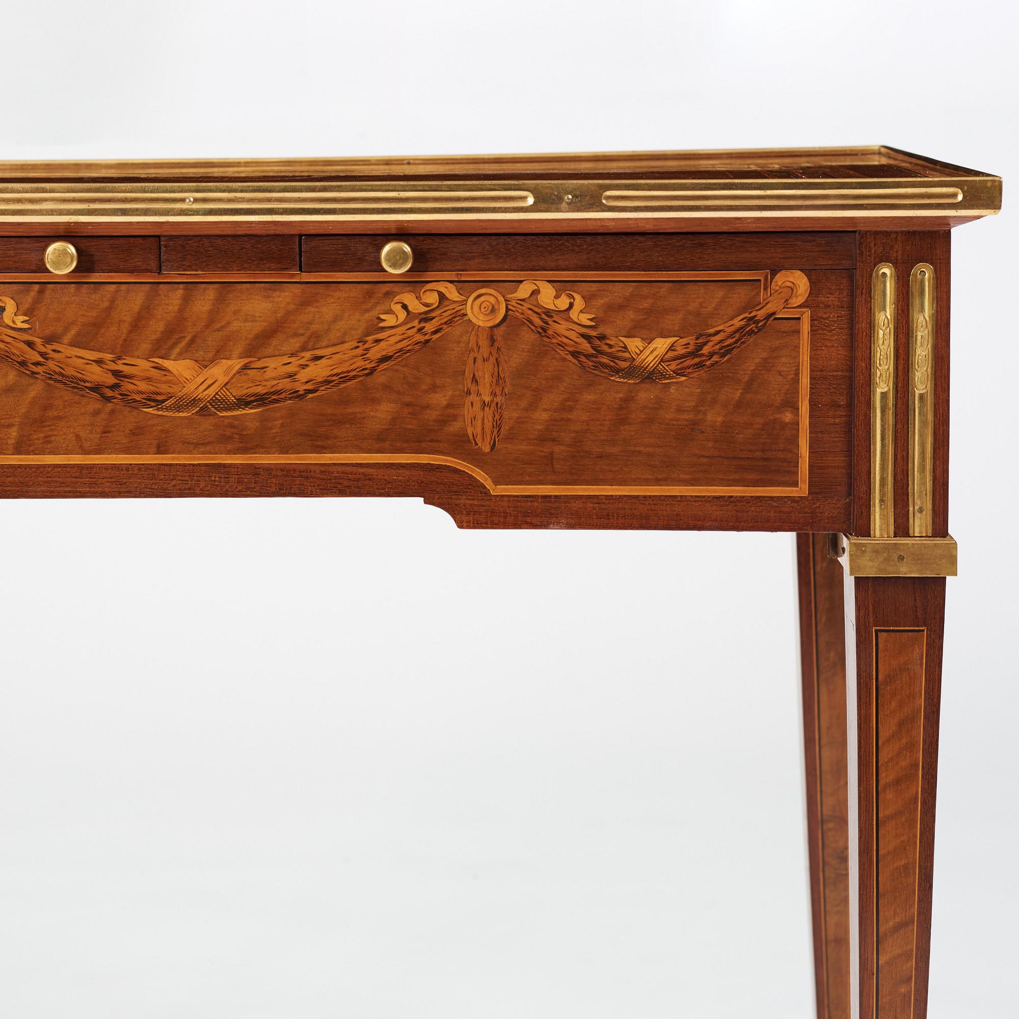 A Gustavian table by G Haupt (master in Stockholm 1770-1784), signed and dated 1781.