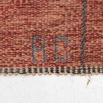 Rakel Carlander, a carpet, flat weave, c 243 x 164 cm, signed RC.