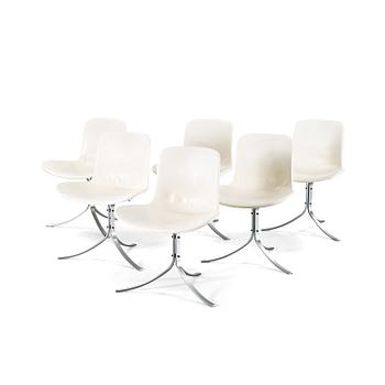 POUL KJAERHOLM, 6 stolar, "PK9", Fritz Hansen, 1980-tal.