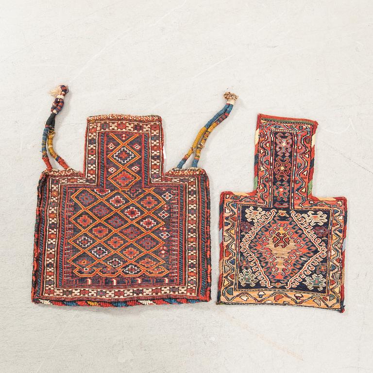 Namakdun 2 pcs Shashavan Soumak and Bachtiari Soumak antique approx. 54x36-49 cm.