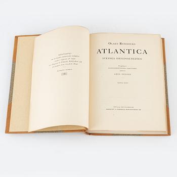 Olaus Rudbeck, Atlantica I-IV + taflor. Utgiven av Axel Nelson, numrerad bibliofilupplaga, Uppsala 1950.