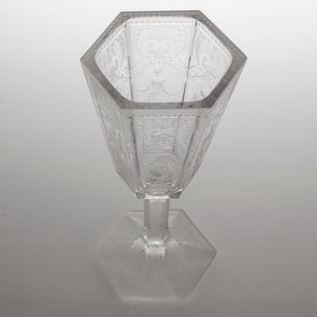 A glass vase, "Sex Gracer" by Simon Gate, Orrefors, second quarter of the 20th century.
