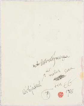 ULF RAHMBERG, mixed media on paper, signed with monogram and dated 1985 on verso.
