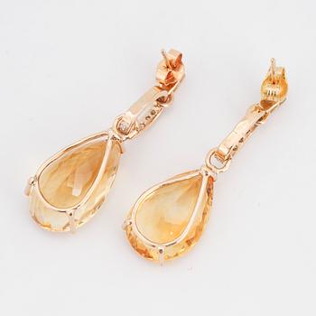 Citrine and diamond earrings.