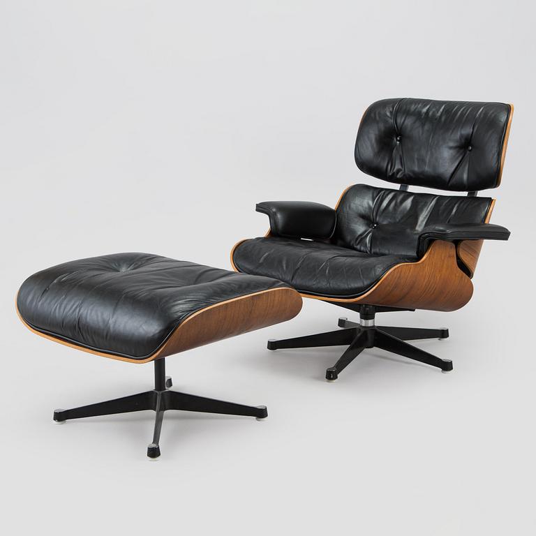 Charles and Ray Eames, a 1960s 'Lounge chair' and stool for Herman Miller.