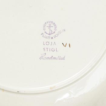 Stig Lindberg, Tallrikar, 8 st, "Löja", Gustavsberg.