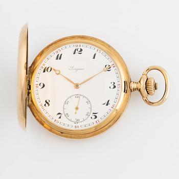 Longines, pocket watch, 14K gold, hunter, 51 mm.