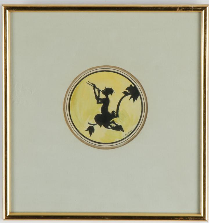 Einar Nerman, watercolor and ink, signed.