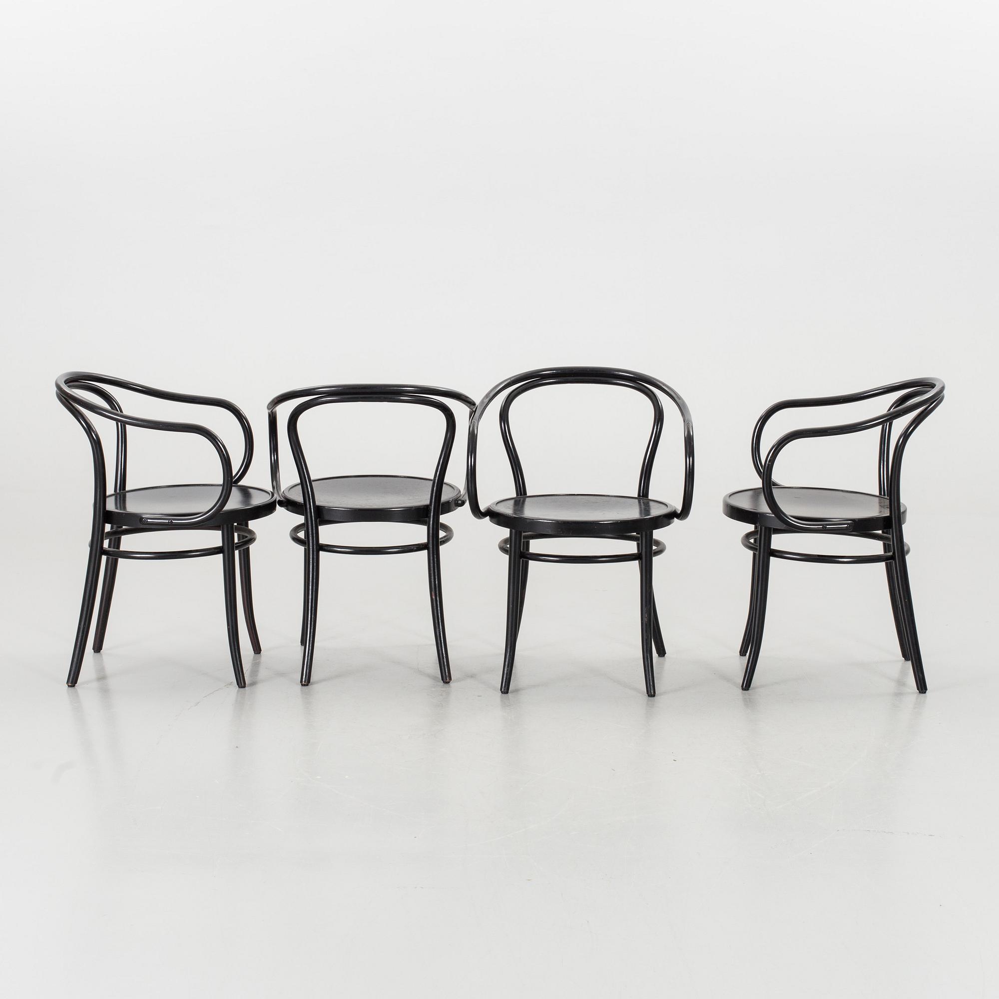 A SET OF 6 THONET STYLE ARMCHAIRS, end of 20th century.