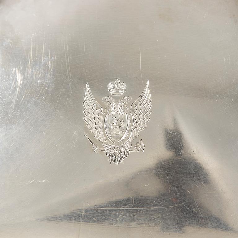 A Russian 19th century silver cover, Nicols & Plinke, Henrik August Long, St. Petersburg 1840.