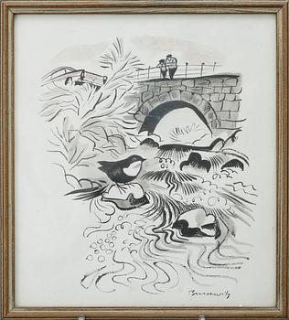 GUNNAR BRUSEWITZ, akvareller 3 stycken. Två signerade.