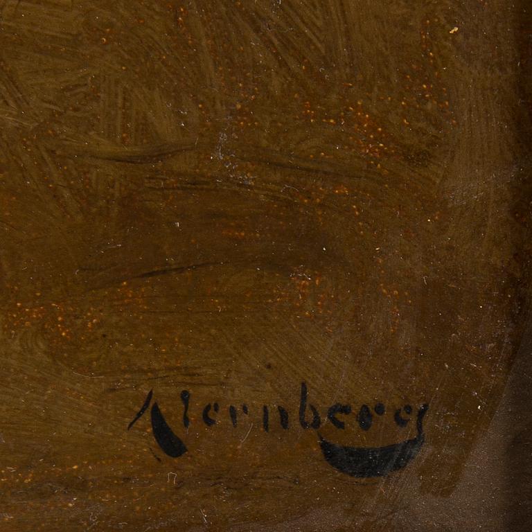AUGUST JERNBERG, olja på pannå, signerad.