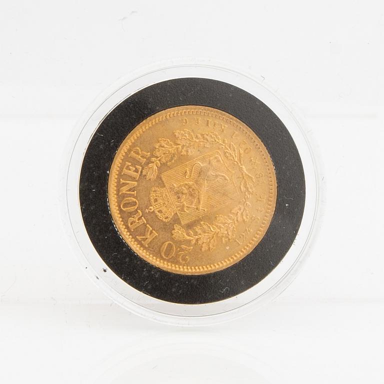 Guldmynt Norge, Oscar II 20 kr, 1902.
