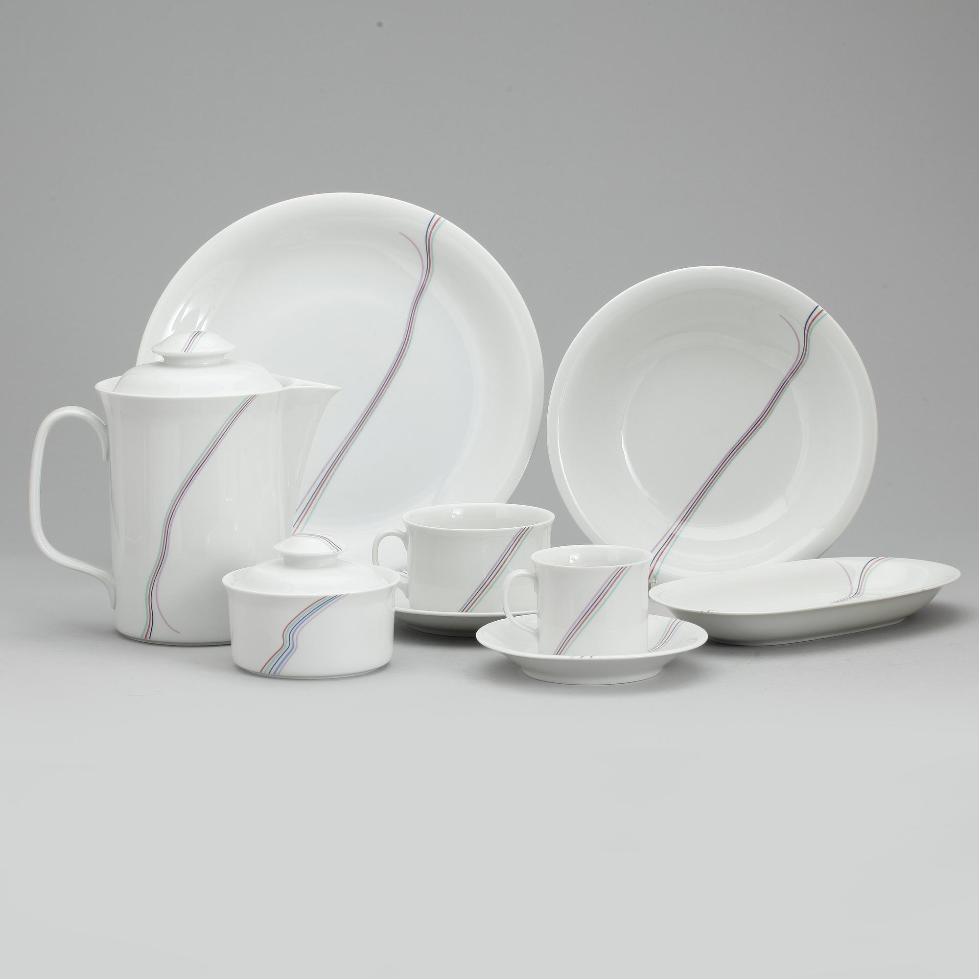 SERVISDELAR, 36 delar, "Rainbow", Rörstrand, Bertil Vallien, 1980-tal.