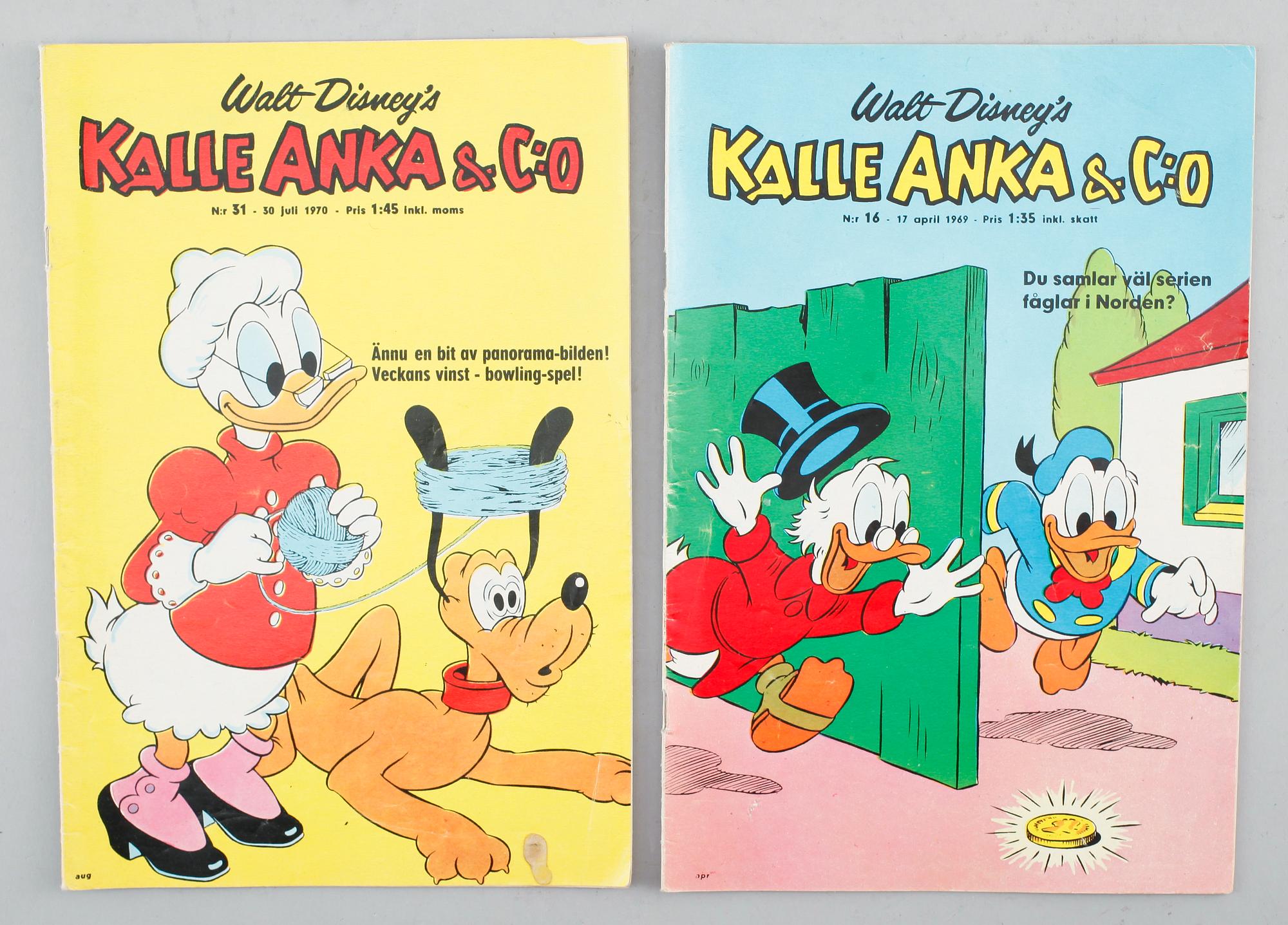 SERIETIDNINGAR, ca 184 st, Kalle Anka & Co, ca 1950-1980-tal.