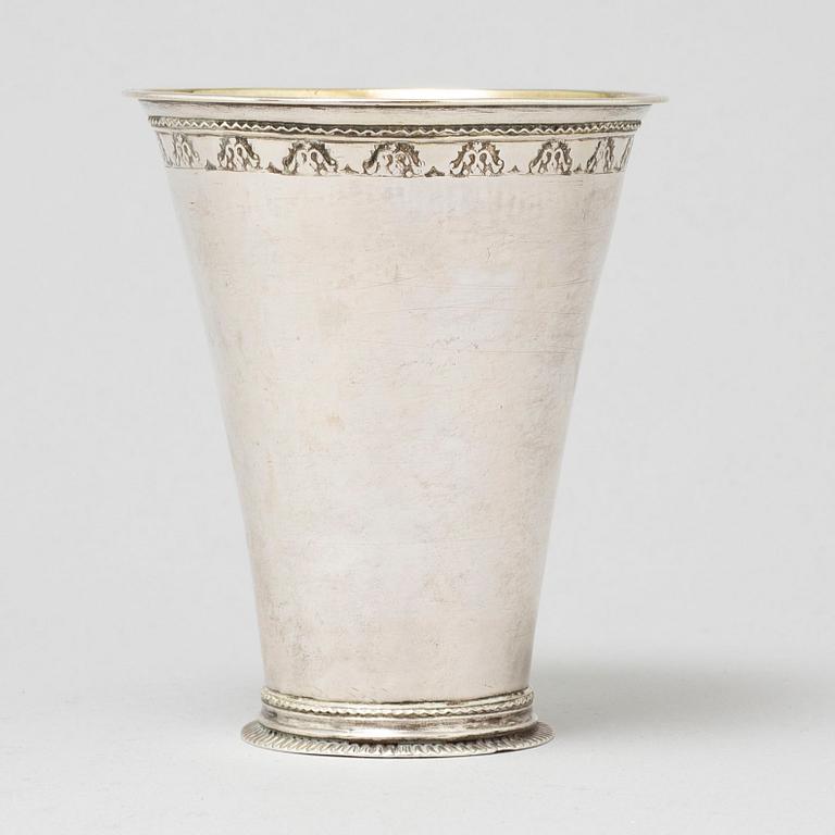 A silver beaker by Petter Zettersteen, Norrköping (1712-44).