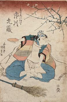 UTAGAWA KUNISADA KOCHORO TOYOKUNI III (JAPAN), träsnitt, 1800-tal.