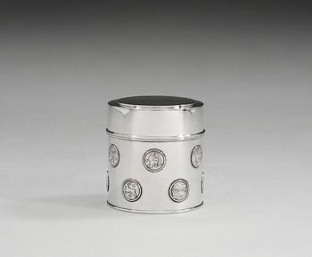 A W.A. Bolin sterling jar with cover, Stockholm 1952.