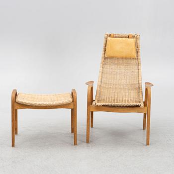 Yngve Ekström, fåtölj samt fotpall, ”Lamino”, Swedese.