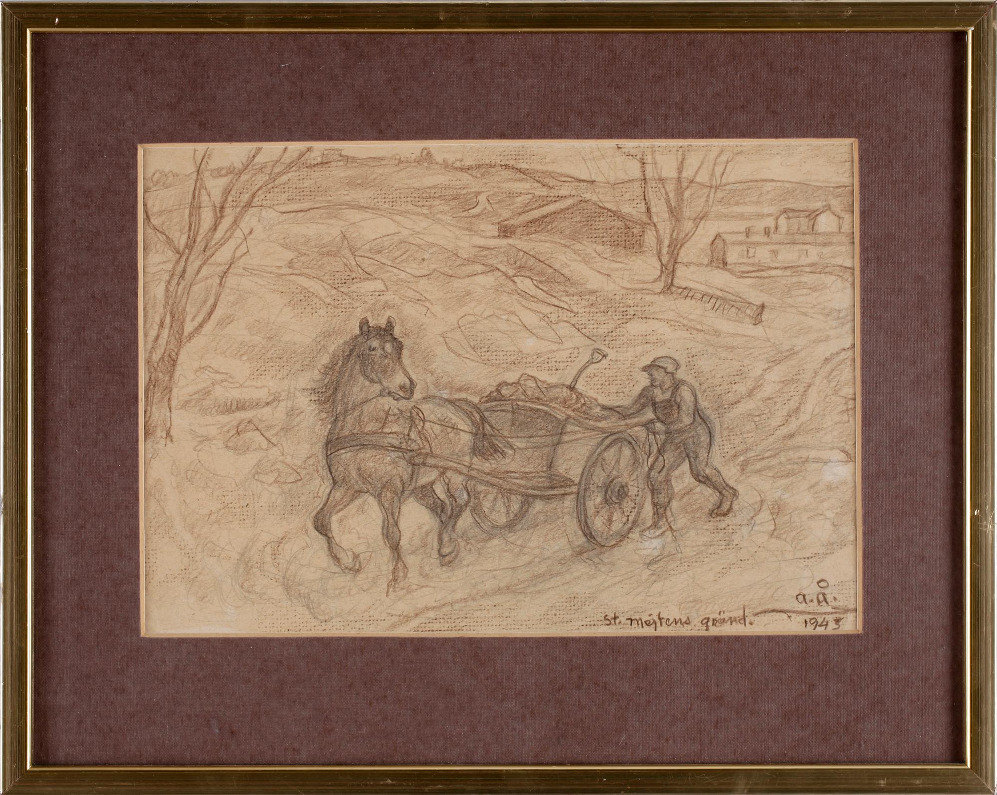 ACKE ÅSLUND, blandteknik, sign och dat 1943.