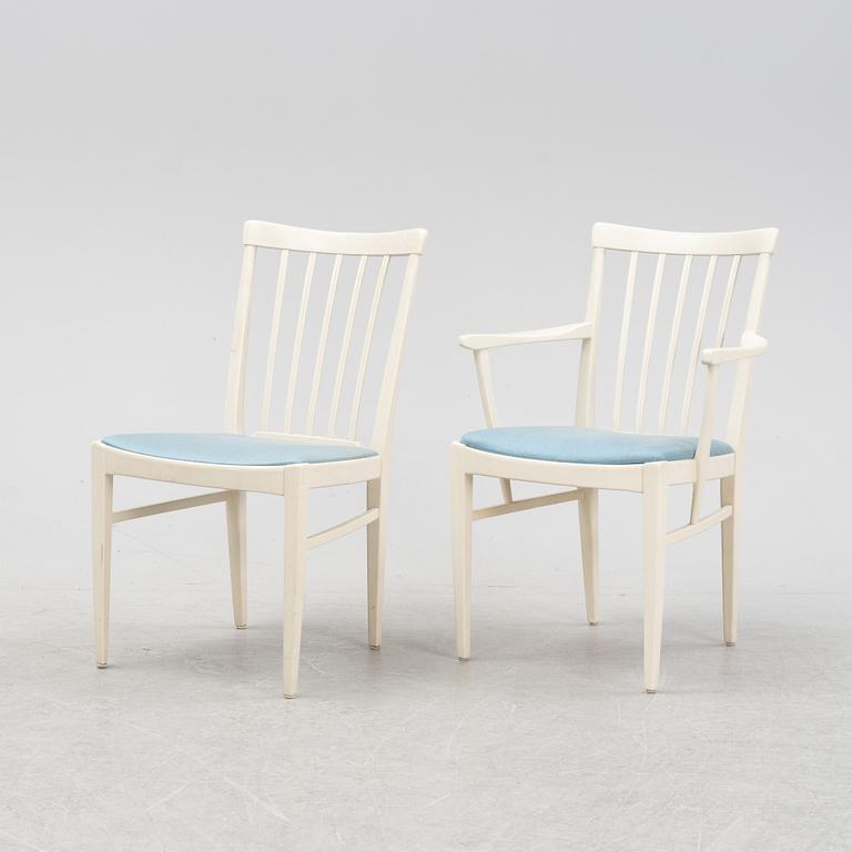 Carl Malmsten, matbord med 4 stolar och 2 karmstolar, "Herrgården", Bodafors, 1960-tal.