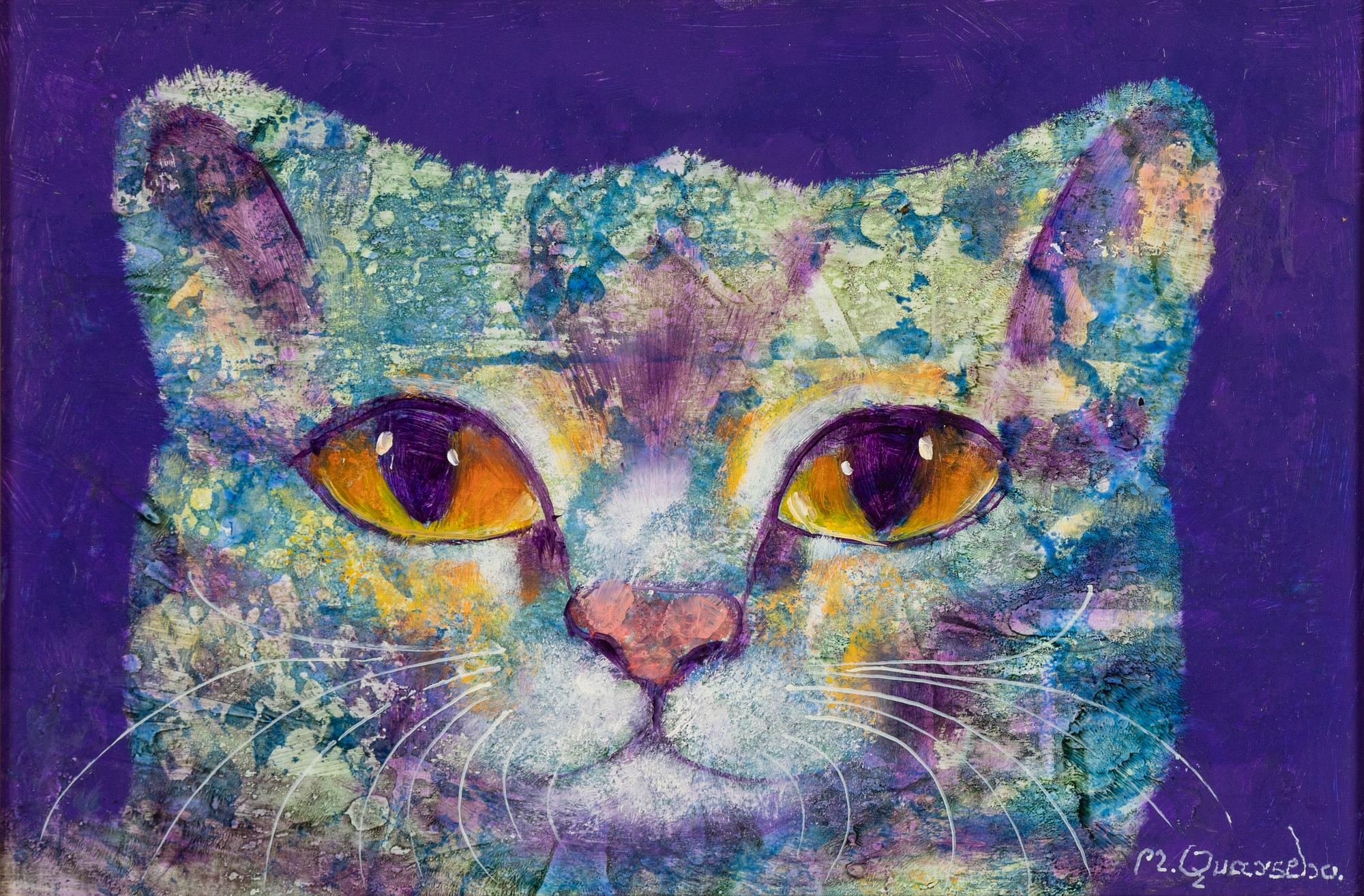 Michael Qvarsebo, mixed media on paper-panel, signed.