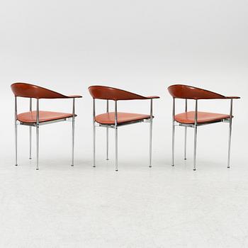 A set of three arm-chairs by G Vegni and G Gualterotti, 'P40', Fasem, 1980's.