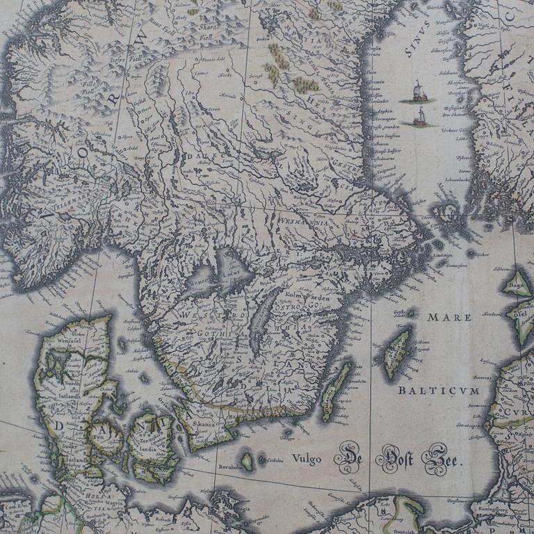 ANDERS BURE, JOAN BLAEU, map, copper engraving, Antwerpen, ca 1650-60.