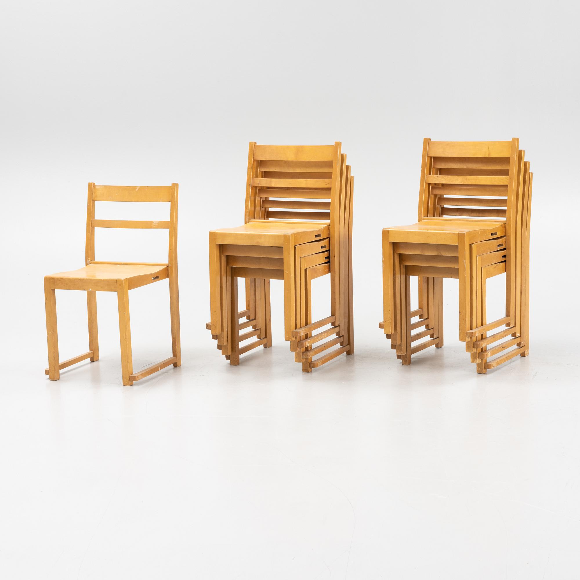 Sven Markelius, stolar, 9 st, "Orkesterstolen", 1900-talets mitt.