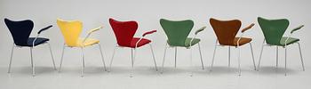 KARMSTOLAR, 6 st, "Sjuan", Arne Jacobsen, Fritz Hansen, 1900-talets andra hälft.