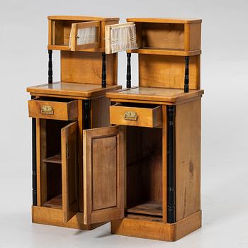 Bedside tables, a pair, first half of the 20th century.