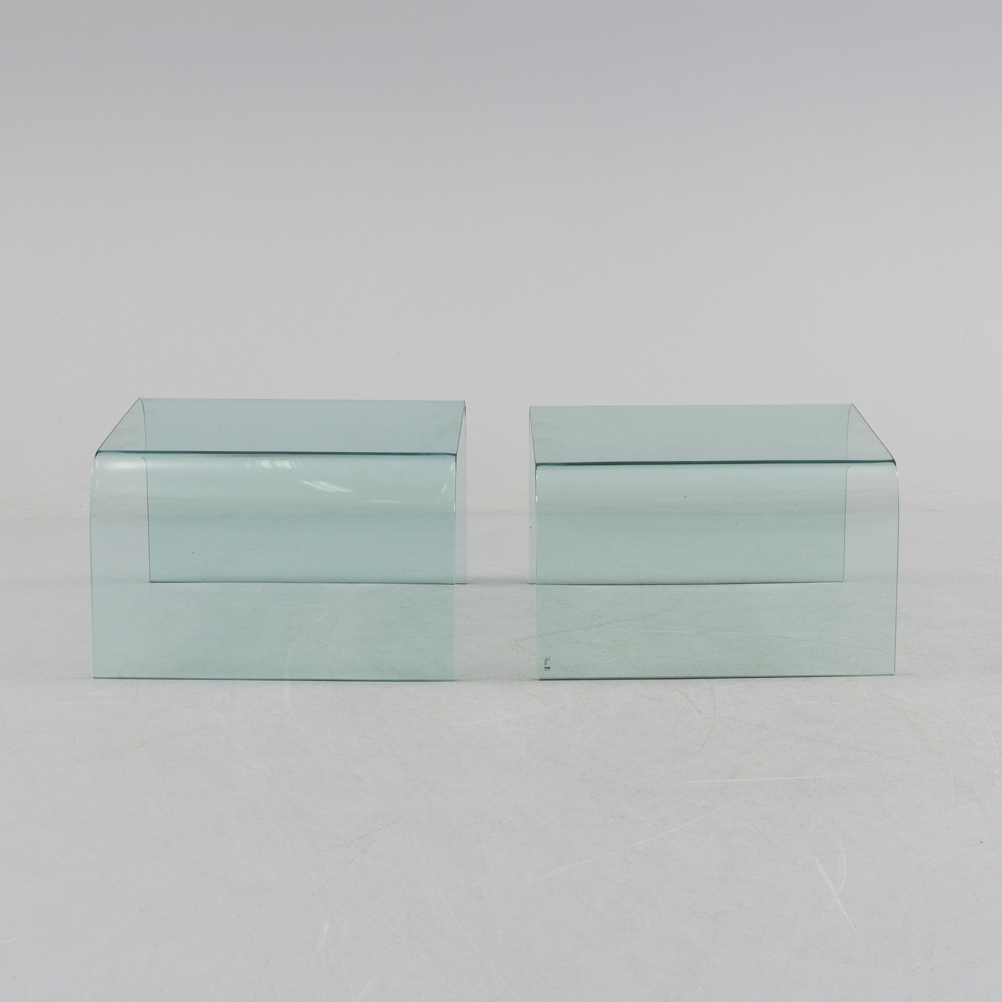 Two glass tables, one Fiam, Italy.