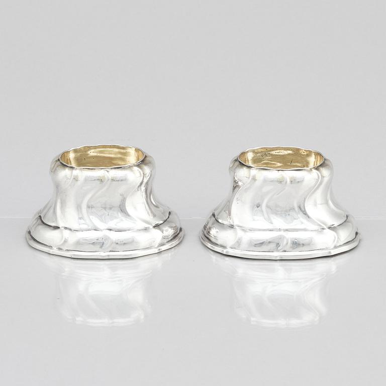 A pair of Swedish 18th century parcel-gilt salt-cellars, mark of  Stephan Westerstråhle the elder, Västervik 1763.