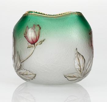 A Daum cut and enamelled glass vase, Nancy, France circa 1895.