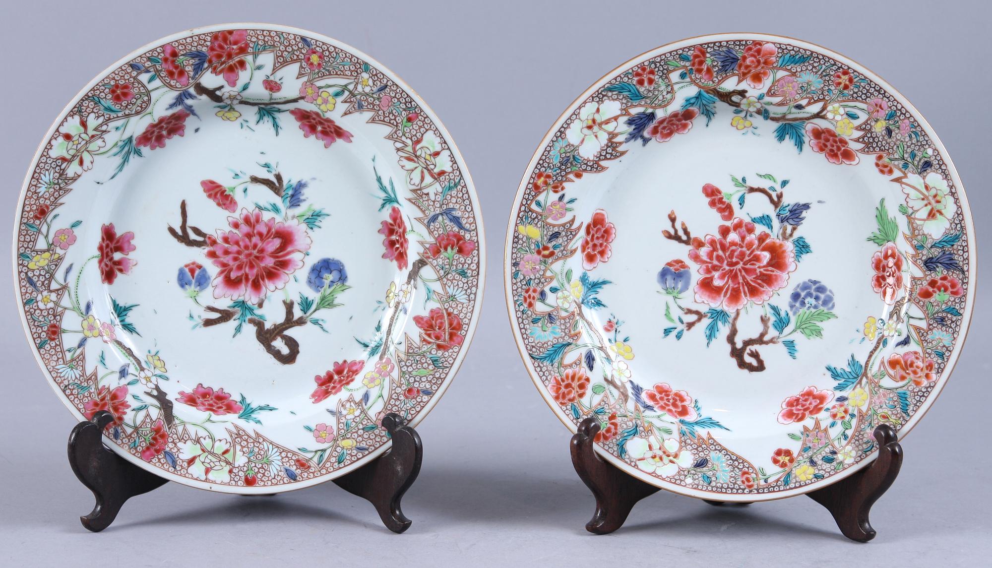 TALLRIKAR, 7 st, porslin, Kina, 1700-tal.