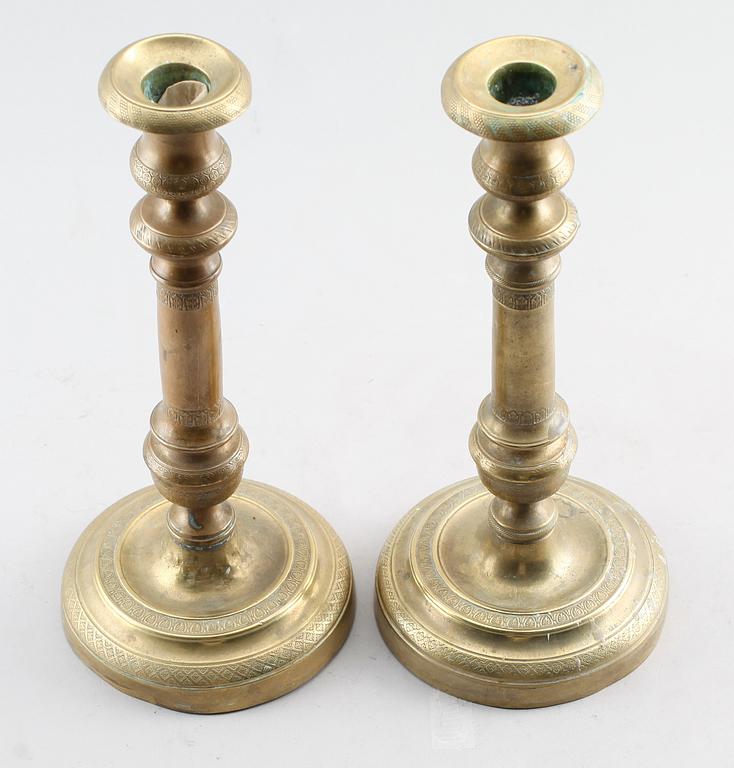 LJUSSTAKAR, 1 par, senempire, brons, 1800-talets första hälft.